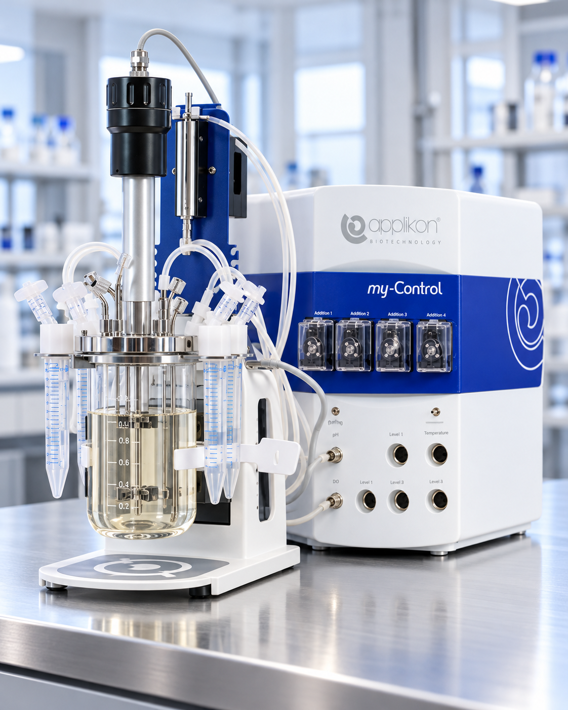 Parallel MiniBio 1000 bioreactors (8 × 1 L)